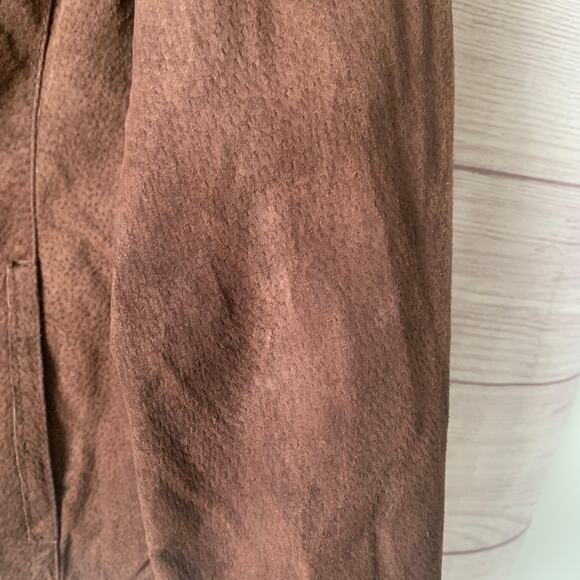 LAL Live A Little Brown Suede Leather Button Up Jacket Blazer Long Sleeve Size M - Picture 11 of 16